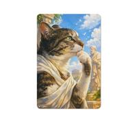 Philosopher Cat in Ancient Greece Metal Sign 30x20cm, Wall Decor | Set up the hallway for winter with metal wall plaques as a simple visual lift.