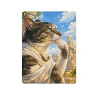 Philosopher Cat in Ancient Greece Metal Sign 40x30cm, Wall Decor | Use decorative tin signs in a studio for a flexible decor arrangement.