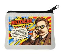 Philosophical Monster Fighting Quote Neoprene Coin Purse Pouch 10x11cm White