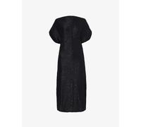 Philosophy Di Lorenzo Serafini Womens Black Sequin-embellished Draped-neck Knitted Midi Dress 6