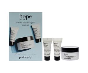 Philosophy Hope In A Jar Hydrate-Smooth and Glow Mini Set For Unisex 3 Pc 0.5oz Smooth-Glow Multi-Tasking Moisturizer, 0.1oz Eye Revival Serum-in-Crea
