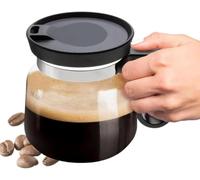 Philosophyw 16 oz Glass Coffee Mug - Coffee Pot Style, Heatproof Large Capacity for Hot Tea, Hot Chocolate & Iced Coffee