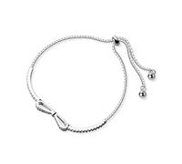 PHILSP 925 Silver Bowknot Bracelet Adjustable Bow Bangle Shiny Crystals Tennis Bracelet Wedding Party Jewelry for Women
