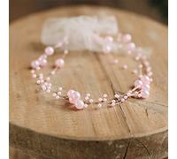 PHILSP Baby Necklace Newborn Photography Prop Baby Pearl Headband Princess Infant Headdress Hair Band Light Pink