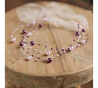PHILSP Baby Necklace Newborn Photography Prop Baby Pearl Headband Princess Infant Headdress Hair Band Purple Pink
