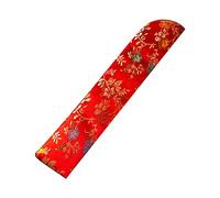 PHILSP Fan Protector Hand Fan Cover Bag Vintage Embroidery Floral Handheld Folding Fan Sleeve Pouch Red