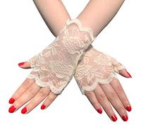 PHILSP Gloves Women Summer Floral Lace Fingerless Gloves UV Sun Protection Driving Mittens Nude