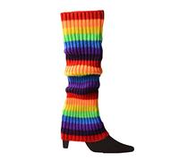 PHILSP Leg Warmers Women Halloween 80s Neon Colored Knit Leg Warmers Ribbed Bright Footless Socks Rainbow