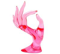 PHILSP Ring holder Mannequin Ok Hand Finger Glove Ring Bracelet Bangle Jewelry Display Stand Holder Pink