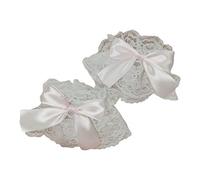 PHILSP Wrist Cuffs Gothic Lolita Wrist Cuffs Satin Bow Ruffles Lace Bracelet Wristband Hand Sleeves Pink