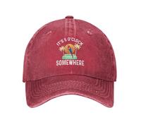 Philysonic 5 Oclock Somewhere Hat It is 5 Oclock Somewhere Hat Women Baseball Cap Fashionable Cap, Red, One size