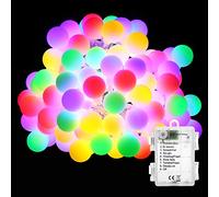 PhilzOps 50 LED Baubles Fairy Lights, Colourful, 5 m Fairy Lights, Outdoor, Battery, 8 Modes, Waterproof, RGB Party Lighting with Memory Function for Decoration, Christmas, Indoor, Children's Room,