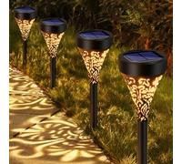 PhilzOps Solar Outdoor Garden Light, 4 Pieces Solar Ground Lights Waterproof Outdoor Lighting Solar Retro Decoration for Garden, Paths, Lawn, Patio, Pathway, Walkway, Warm White