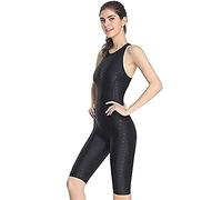 PHINIKISS Knee Length Bodysuit Women Sport Swimsuit One Piece Bathing Suit
