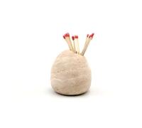 PHINILUX 100% Travertine Match Holder |Toothpick Holder | Cute Beige Match Cloche | Matches Jar Box for Candles or Bathroom Decor | 3x3x3 | Matches NOT Included