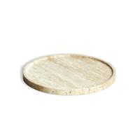 PHINILUX Travertine Marble Vanity Tray, Round Ottoman Tray Minimalist Modern Decorative for Bathroom, Kitchen, Nightstand, Jewelry Ring Dish Holder, Table Accents Decor (Beige Travertine)
