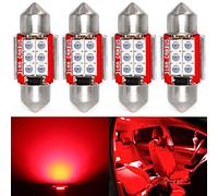 PHINLION Super Bright DE3021 LED Red Bulb 3030 6-SMD Festoon 1.25" 31mm DE3175 DE3022 Miniature LED Bulbs for Car Interior Door Map Dome Trunk Courtesy Light, Pack of 4
