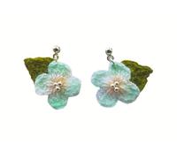 PHINYA Handmade Small Crochet Flower Post Earrings Lightweight Cute Floral Earring for Women Statement Party Jewelry Gifts, S, Cotton, No Gemstone