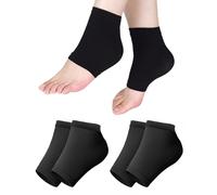 PHIOMUUE 2 Pairs Moisturizing Gel Heel Socks,Silicone Sock for Moisturizing Feet,Soft Ventilated Gel Beauty Socks for Cracked & Dry Heel Skin,Day & Night for Men & Women (Black)