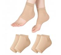 PHIOMUUE 2 Pairs Moisturizing Gel Heel Socks,Silicone Sock for Moisturizing Feet,Soft Ventilated Gel Beauty Socks for Cracked & Dry Heel Skin,Day & Night for Men & Women (Nude)