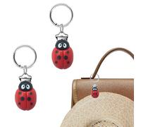 PHIOMUUE 2pcs Hat Clips for Travel on Bag,Seven-spot Ladybird Shape Hat Clips Resin and Zinc Alloy Fasteners,Hands-Free Baseball Cap Carrier for Handbags,Backpacks, Luggage & Purses(Red)