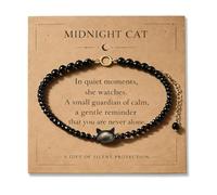 PHIOMUUE 3mm Black Tourmaline Cat Bracelet - Natural Crystal Energy Shield, Powerful Negative Energy Protection, Grounding Stone & Healing Crystal Gift, Silent Guardian for Her