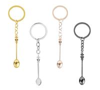 PHIOMUUE 4 Pcs Spoon Keychain,Mini Spoon Keychain Trinkets,Tiny Spoon Pendant Sugar Spoon Gift,Alloy Keyring Necklace,for Festival Tea Canape Tableware, Classical Tea Spoon Pendant