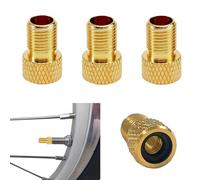 PHIOMUUE 4pcs Presta Valve Adapter,Bike Pump Adaptor, Presta to Schrader Valve Adapter, Bike Pump Adapter Converter,Rubber Inner Ring,Inflate Tire Using Standard Pump or Air Compressor(Gold)