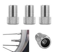 PHIOMUUE 4pcs Presta Valve Adapter,Bike Pump Adaptor, Presta to Schrader Valve Adapter, Bike Pump Adapter Converter,Rubber Inner Ring,Inflate Tire Using Standard Pump or Air Compressor(Silver)