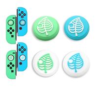 PHIOMUUE 4PCS Thumb Grip Caps, Cute Leaf-Pattern Silicone Joystick Grip Caps,Soft Thumb Grips Compatible for Switch/OLED/Lite,Joystick Grips & Switch Grip Accessories(Blue&Green)