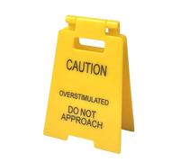 PHIOMUUE Funny Office Prank Desk Sign,Caution Overstimulated Do Not Approach Sign,Desk Gadgets & Funny Office Gifts,Humorous Decor for Coworkers,Boss,Teammates,Workplace, Home