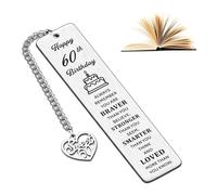 PHIOMUUE Happy 60th Bookmark,Special 60th Birthday Gifts for Women Men Husband Wife Grandma Best Friend,Always Remember You are Braver Than You Believe Strong Than You Seem