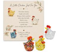 PHIOMUUE Mini Glass Rooster Figurines, Colorful hand-blown glass chicks, Bright Farm Animal, Mini Glass Art, Gift For Granma, Women & Friends, Farm Thanksgiving Centerpiece Dec (White)