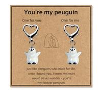 PHIOMUUE Penguin Couple Keychain Matching Keychains for Couples with Card, Valentine's Day Gifts for Him Boyfriend, Cute Couple Gifts, Llaveros para Parejas, Best Friend Keychain