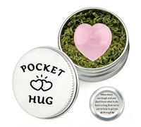 PHIOMUUE Rose Quartz Heart in a Tin - Crystal Gifts with Inspirational Message, Gift in a Tin for Her | Healing Crystal Gifts for Women | Pocket Hug Keepsake for Comfort & Encouragement