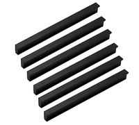 PhIree Kitchen Cabinet Handles, Aluminum Alloy L Bar Handle Drawer Pulls Black Cupboard Handles Wardrobe Handlees Cabinet Handles, 6 Pack (Hole Centers:256Mm,Black)/Black/Hole Centers:192Mm