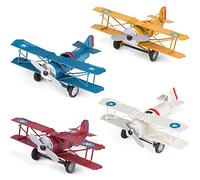 Phirown 4 Pack Vintage Airplane Decor, Metal Airplane Ornament, Retro Plane Model Iron Aircraft for Home Office Desktop Decoration, Hanging Handicraft Model for Christmas Birthday Gifts (4 Medium)