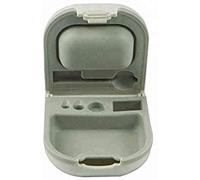 Phirunty Hearing Aid Case with Battery Storage Slot Hard Small 0.59"*2.44"*1.57",Silicone Cushion, for ITE, BTE Hearing Aids (White)