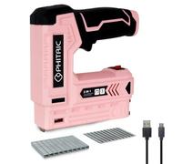 PHITRIC Pink Electric Staple Gun, 2 in 1 Cordless Staple Gun for Upholstery with 3500 Staples & Nails, 3.7V Power Brad Nailer with USB Charger for Wood, Carpentry, Crafts, DIY
