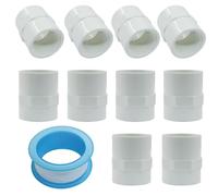 PHITUODA 10 Pack 3/4 Inch PVC Coupling Fittings, White Female Thread PVC Pipe Fitting Adapter Connector, Schedule 40 Socket Female for Plumbing/Contractors