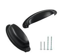 PHITUODA 12 Pack Antique Black Cup Drawer Pulls 3.5 Inch Hole Center, Vintage Drawer Pulls Handles Cabinet Pulls, Kitchen Cabinet Wardrobe Furniture Hardware (Length: 105mm Width: 38mm)
