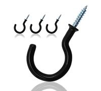 PHITUODA 20Pcs 1-1/2 Inch Cup Hooks Ceiling Hooks, Plastic-Covered Metal Screw-in Hooks, Black