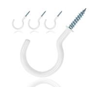 PHITUODA 20Pcs 2-Inch Cup Hooks Ceiling Hooks, Plastic-Covered Metal Screw-in Hooks, White