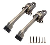 PHITUODA 2pcs 4 Inch KickDown Door Stopper, Heavy Duty Door Stop with Non-Slip Rubber Tip for Wood Concrete Tiled Carpeted Floors, Antique Brass