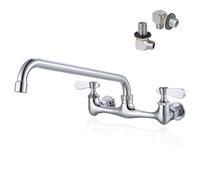 Phivan Kitchen Faucet Commercial Wall Mount Faucet 12 Inch Swivel Spout 2 Dual Handle Laundry & Utility Room Sink Faucets Restaurant Industrial Chrome Mixer Tap
