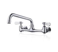 Phivan Kitchen Faucet Commercial Wall Mount Faucet 8 Inch Swivel Spout 2 Dual Handle Laundry & Utility Room Sink Faucets Restaurant Industrial Chrome Mixer Tap