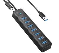 PHIXERO 7 Port USB 3.0 Hub Distributor, 5 Gbps USB Distributor, Multiport Adapter with 15 cm Cable, Compatible with All USB Port Devices (7 Port, 15 cm Cable)