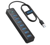 PHIXERO 7 Port USB Hub 3.2 With 1.6FT/50CM Long Cable, Multiport Adapter for Laptop Compatible With All USB 3.2/2.0/1.1 Port Devices