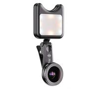 PhixPix Kitty Lens Kit for iPhone, Samsung, Pixel, Macro and Wide Angle Lens with LED Fill Light and Travel Case