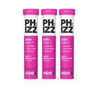 Phizz Daily Energy 3-In-1 Formula, Hydration, Electrolytes & Vitamins Effervescent Tablets Apple & Blackcurrant 3 x 20 Tablets Bundle